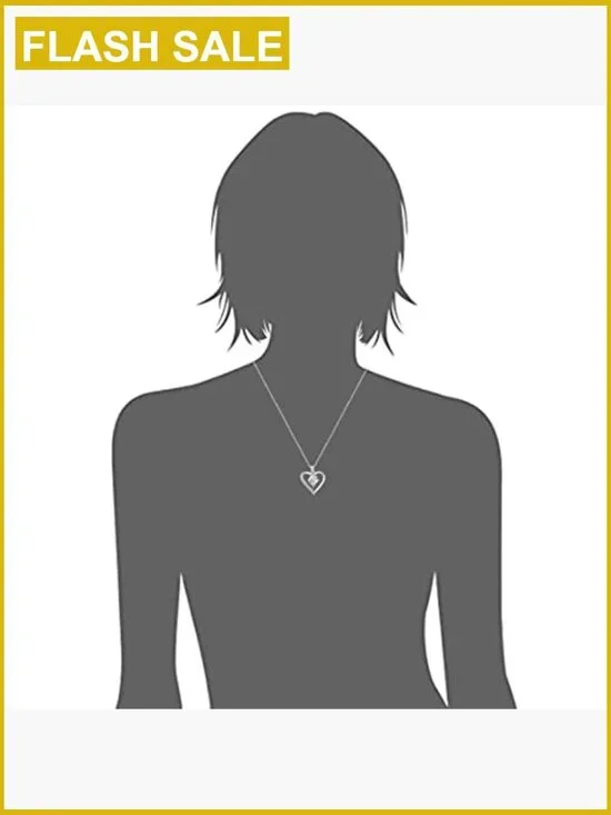 Sterling Silver Diamond Heart Pendant Necklace 18 Inch Chain - Picture 2 of 7